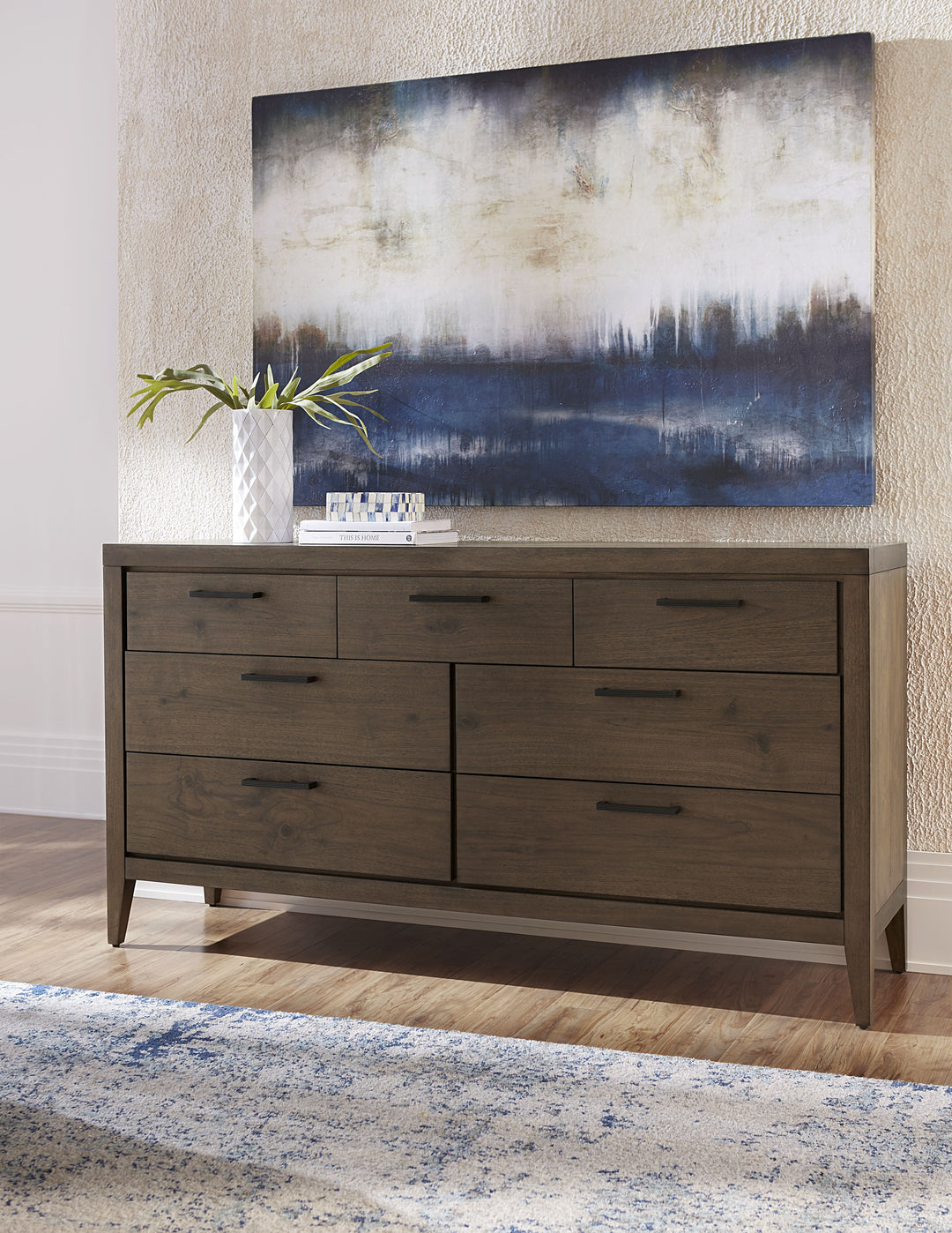 Modus Furniture Lwy682A Boracay Seven Drawer Walnut Dresser In Wild Oats Brown 2024