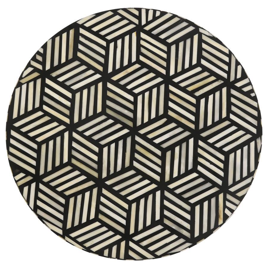 Xenia - Round Bone Inlay Accent Side Table - White And Gold Side Table modern furniture Contempo Furniture