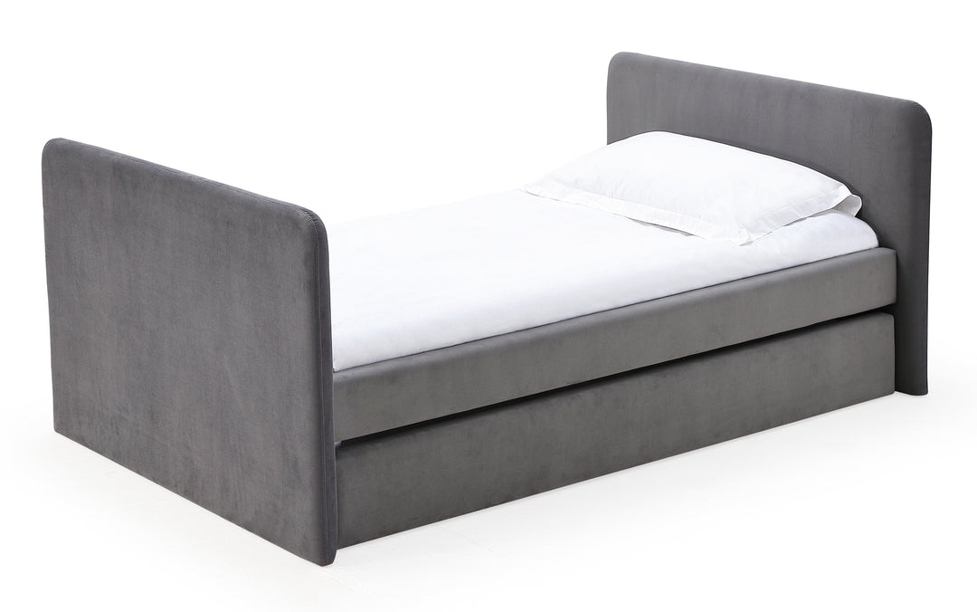 Modus Furniture Prrzj3 Elora Upholstered Daybed With Trundle In Charcoal Velvet