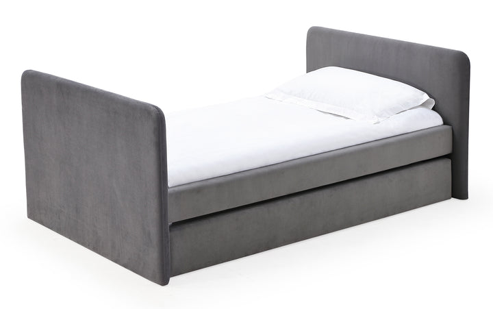Modus Furniture Prrzj3 Elora Upholstered Daybed With Trundle In Charcoal Velvet