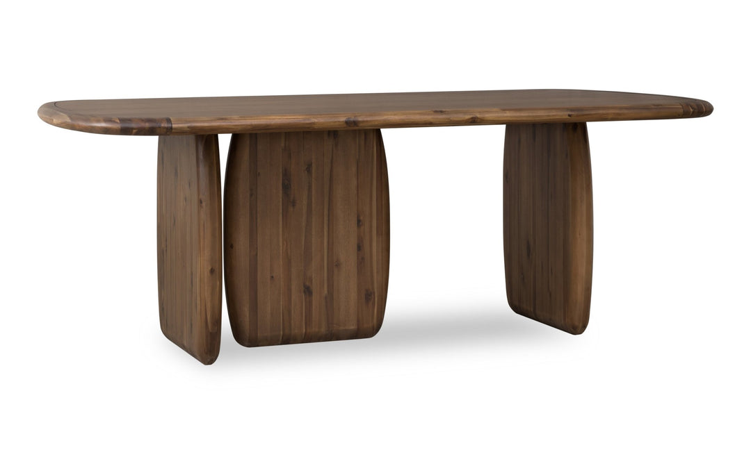 Xolani Rectangular Acacia Wood Pedestal Table in Impala Table modern furniture Contempo Furniture