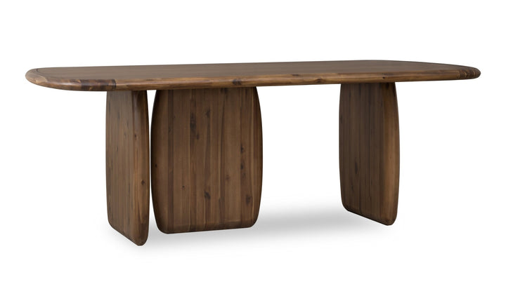 Xolani Rectangular Acacia Wood Pedestal Table in Impala Table modern furniture Contempo Furniture