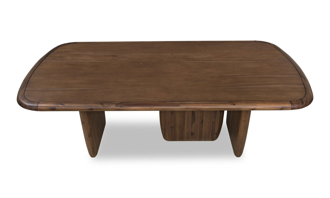 Xolani Rectangular Acacia Wood Pedestal Table in Impala Table modern furniture Contempo Furniture