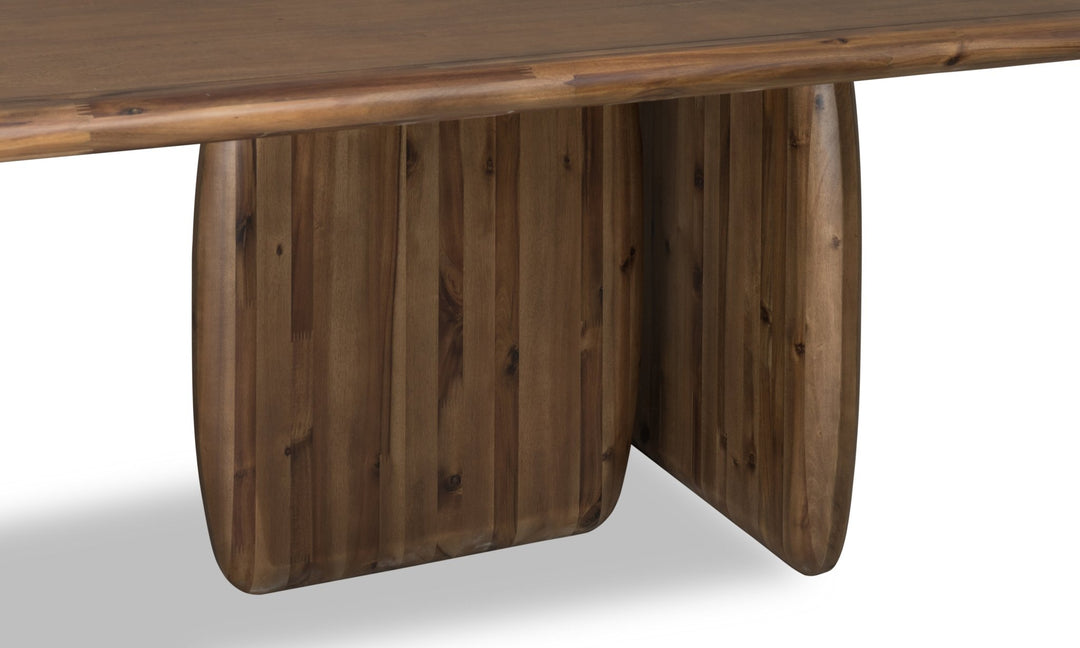 Xolani Rectangular Acacia Wood Pedestal Table in Impala Table modern furniture Contempo Furniture