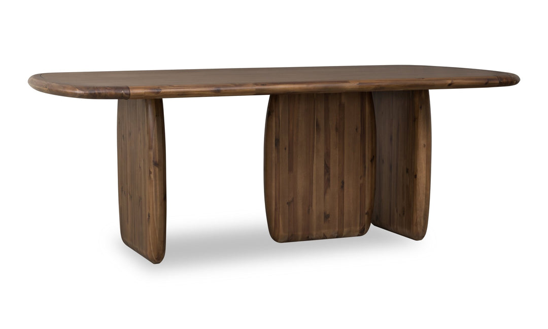 Xolani Rectangular Acacia Wood Pedestal Table in Impala Table modern furniture Contempo Furniture