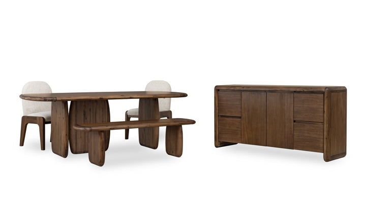 Xolani Rectangular Acacia Wood Pedestal Table in Impala Table modern furniture Contempo Furniture