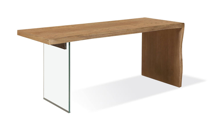 Modus Furniture Jvlh23 One Live Edge White Oak And Glass Console Table In Bisque