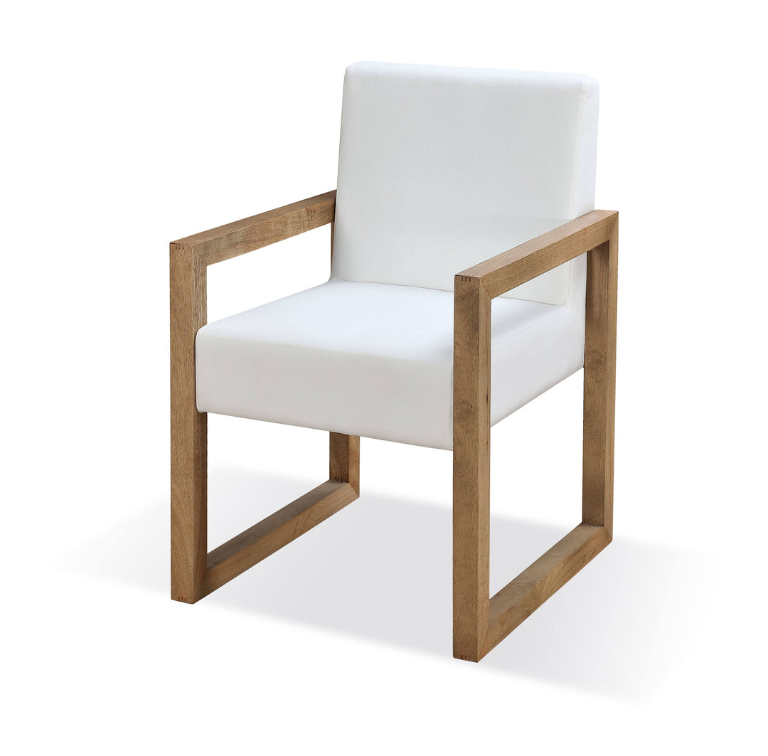 Modus Furniture Jvlh64 One Modern Coastal Sled Leg Upholstered Dining Arm Chair In White Pearl And Bisque