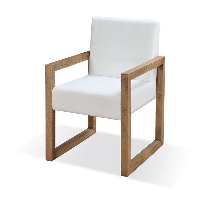 Modus Furniture Jvlh64 One Modern Coastal Sled Leg Upholstered Dining Arm Chair In White Pearl And Bisque