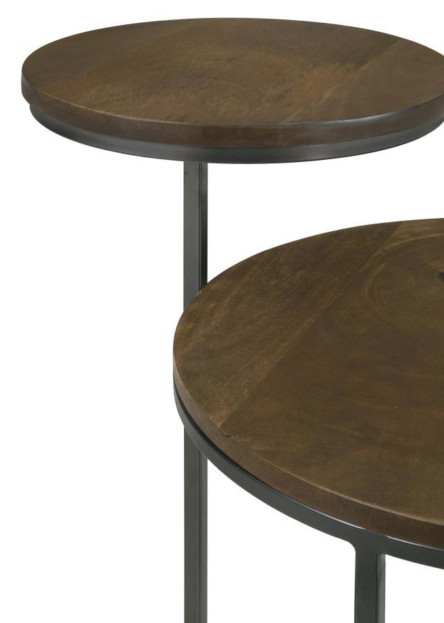 Yael - Round Mango Wood Accent Side Table - Natural And Gunmetal Side Table modern furniture Contempo Furniture