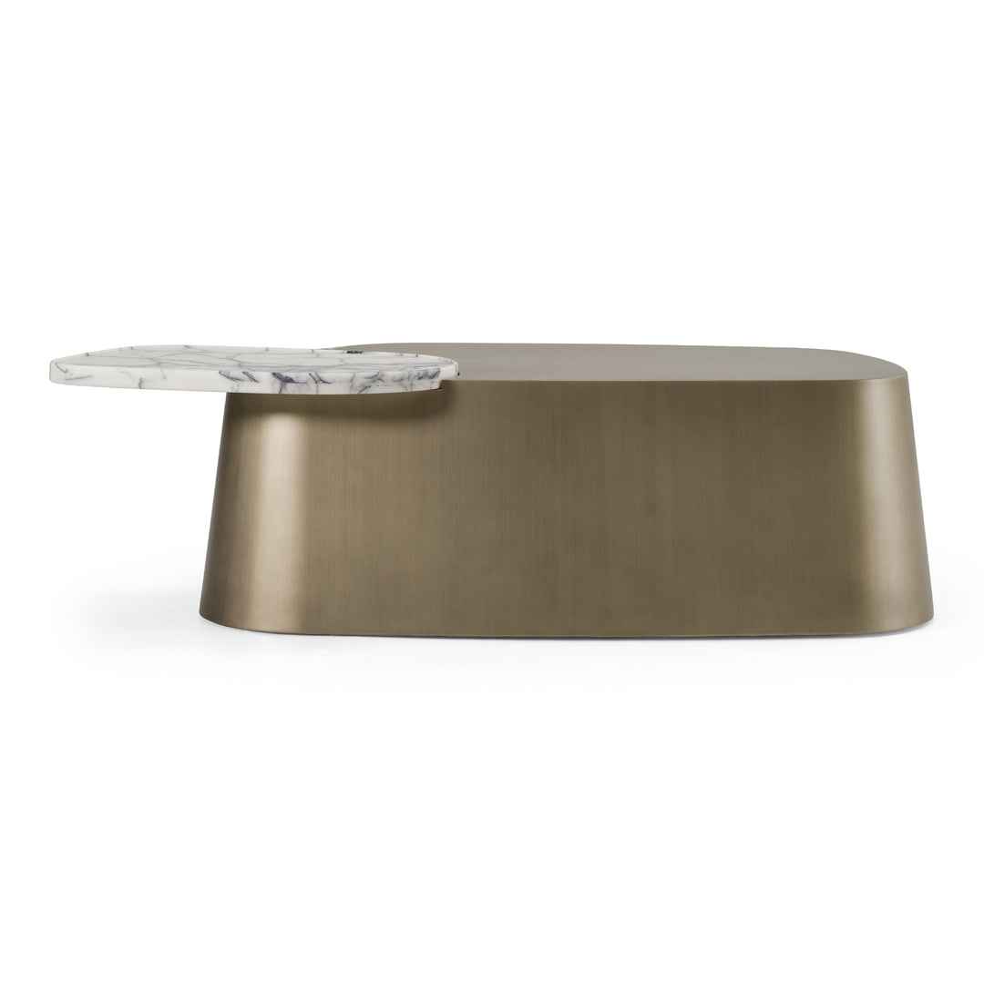 Yano - Modern White Marble + Antique Brass Coffee Table