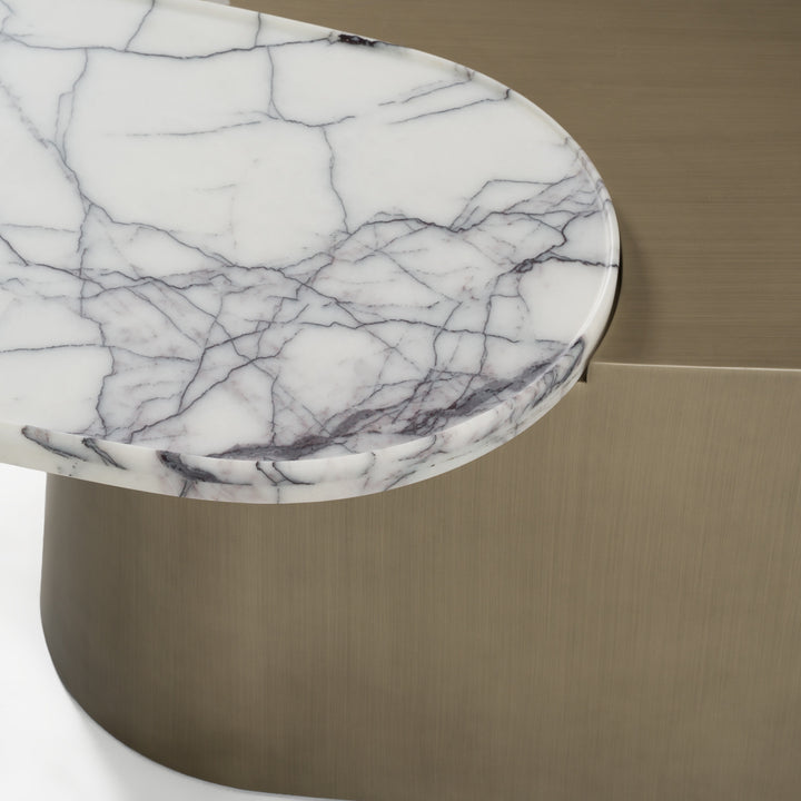 Yano - Modern White Marble + Antique Brass Coffee Table