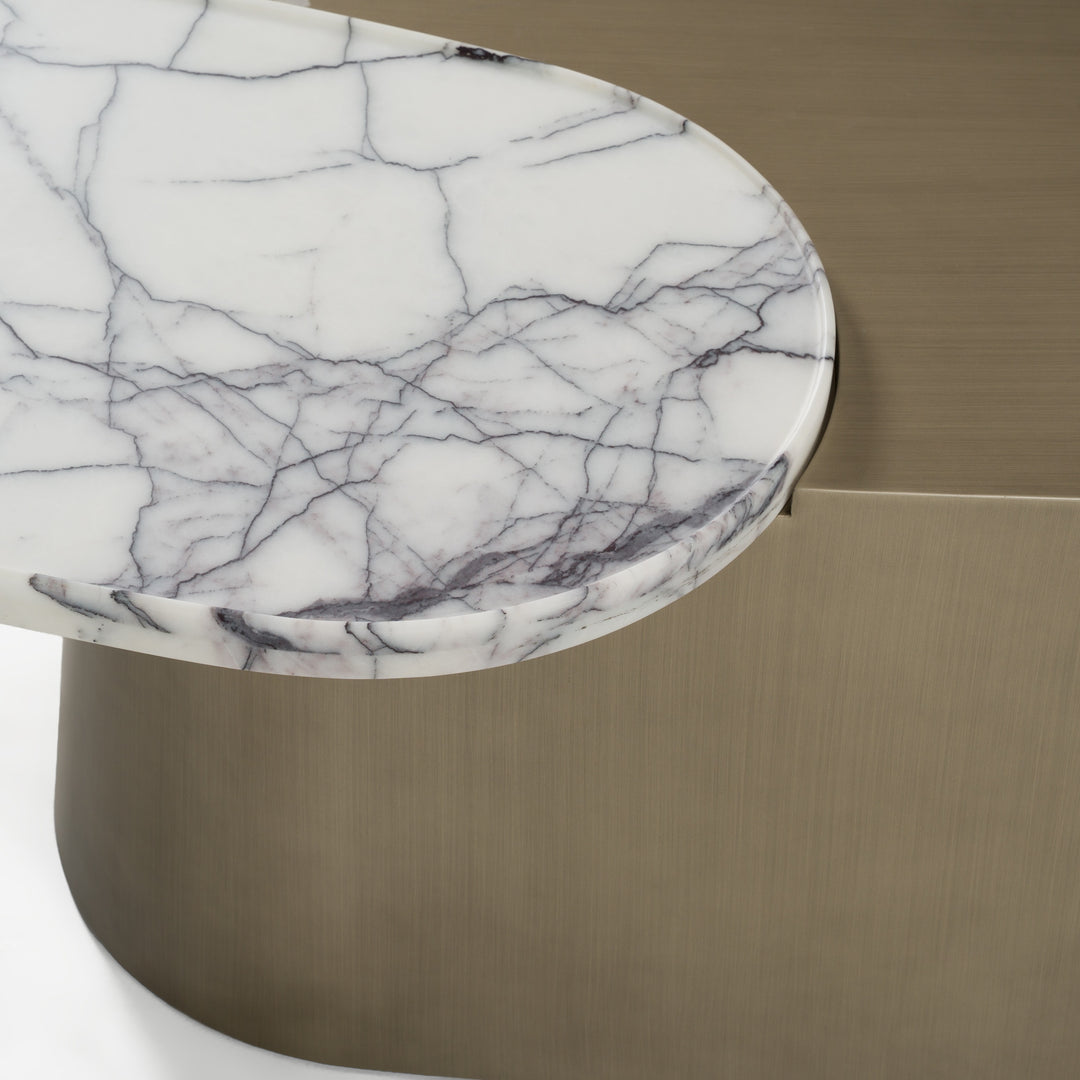 Yano - Modern White Marble + Antique Brass Coffee Table