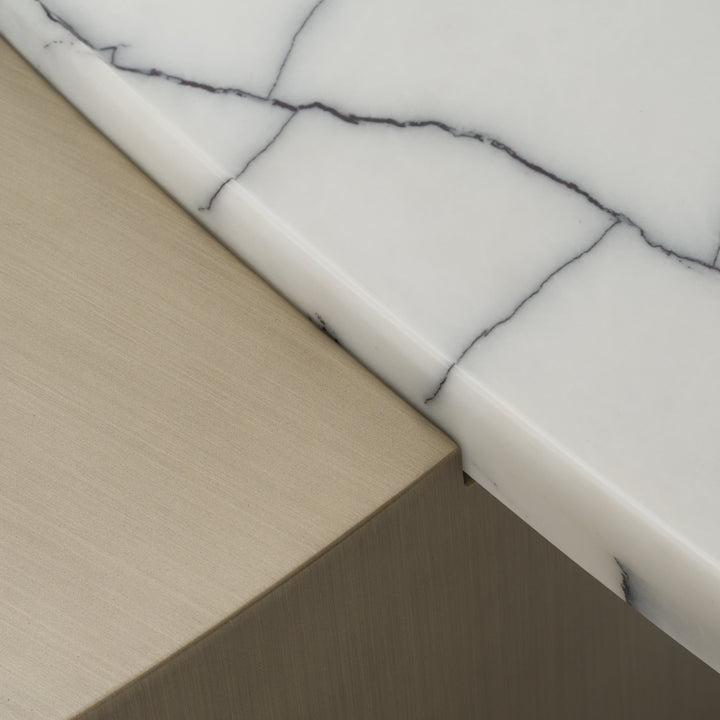 Yano - Modern White Marble + Antique Brass Coffee Table