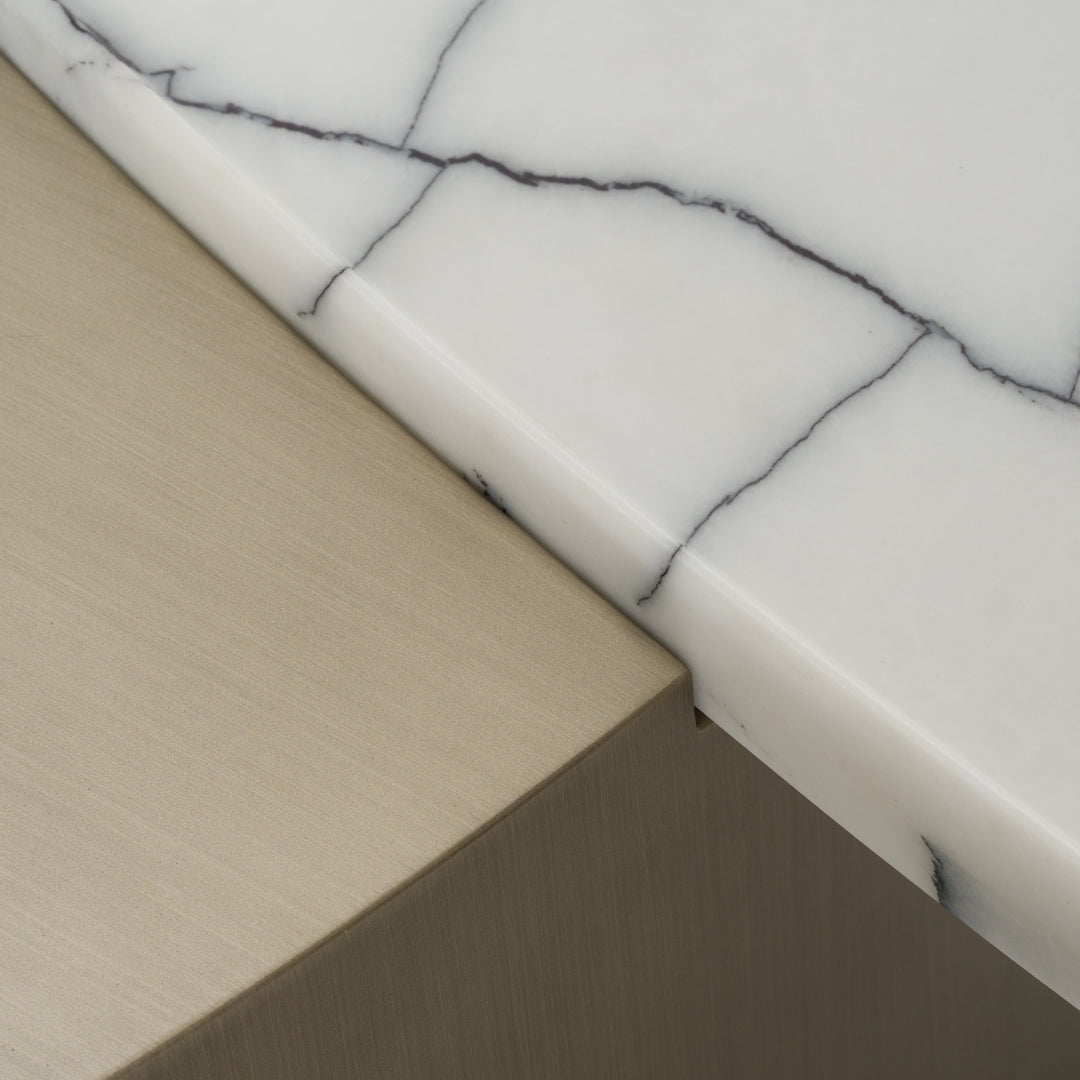 Yano - Modern White Marble + Antique Brass Coffee Table