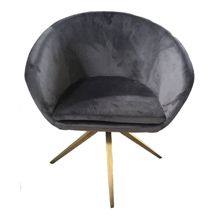 Yara Modern Grey Velvet &amp; Bronze Dining Chair