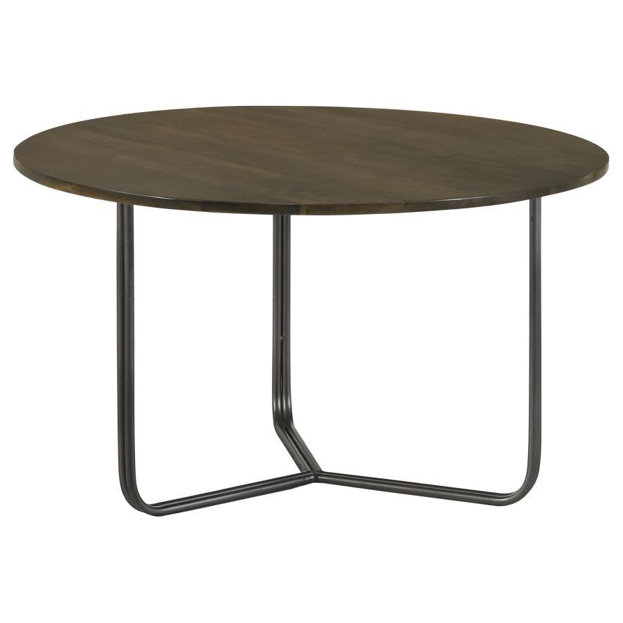 Yaritza - Round Mango Wood Coffee Table - Natural And Gunmetal Coffee Table modern furniture Contempo Furniture