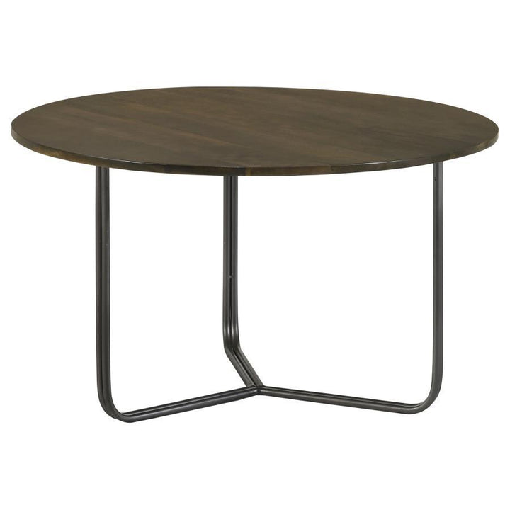 Yaritza - Round Mango Wood Coffee Table - Natural And Gunmetal Coffee Table modern furniture Contempo Furniture