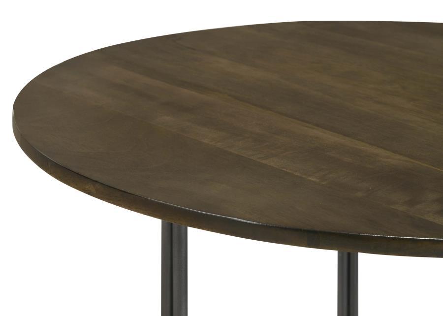 Yaritza - Round Mango Wood Coffee Table - Natural And Gunmetal Coffee Table modern furniture Contempo Furniture