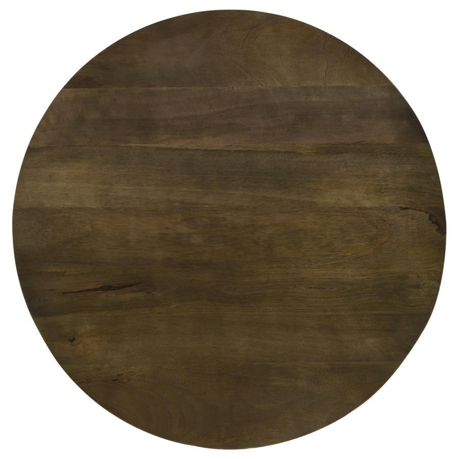 Yaritza - Round Mango Wood Coffee Table - Natural And Gunmetal Coffee Table modern furniture Contempo Furniture
