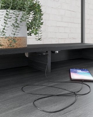 Yarlow 36" Home Office Desk with Shelf - Black Computer Desks modern furniture Contempo Furniture