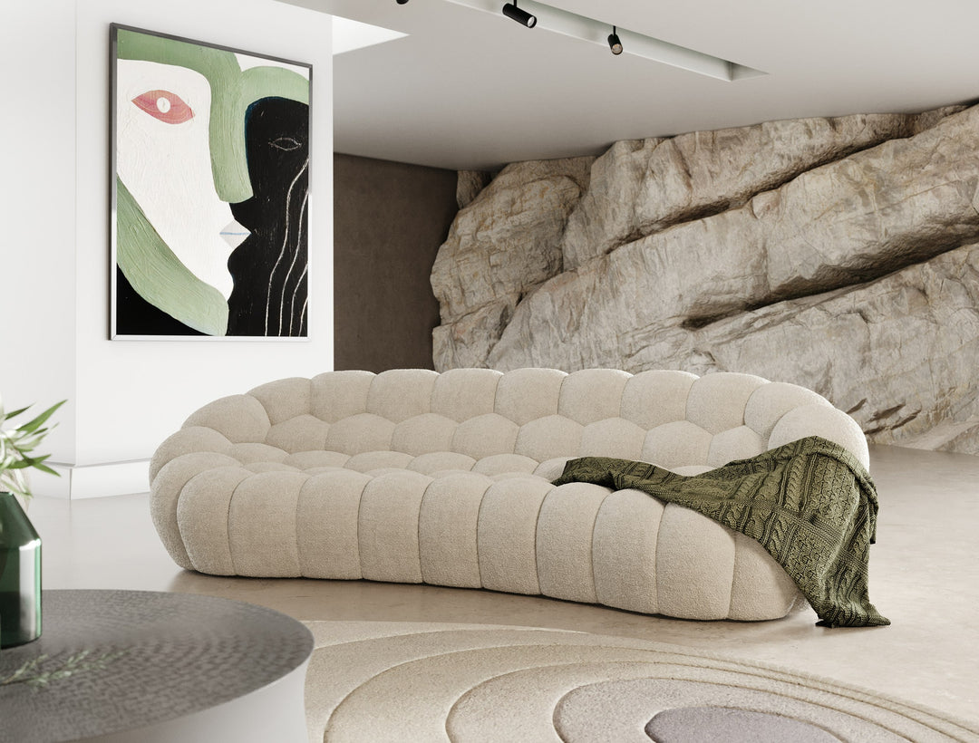 Yolonda - Modern Curved Off-White Fabric Sofa Set