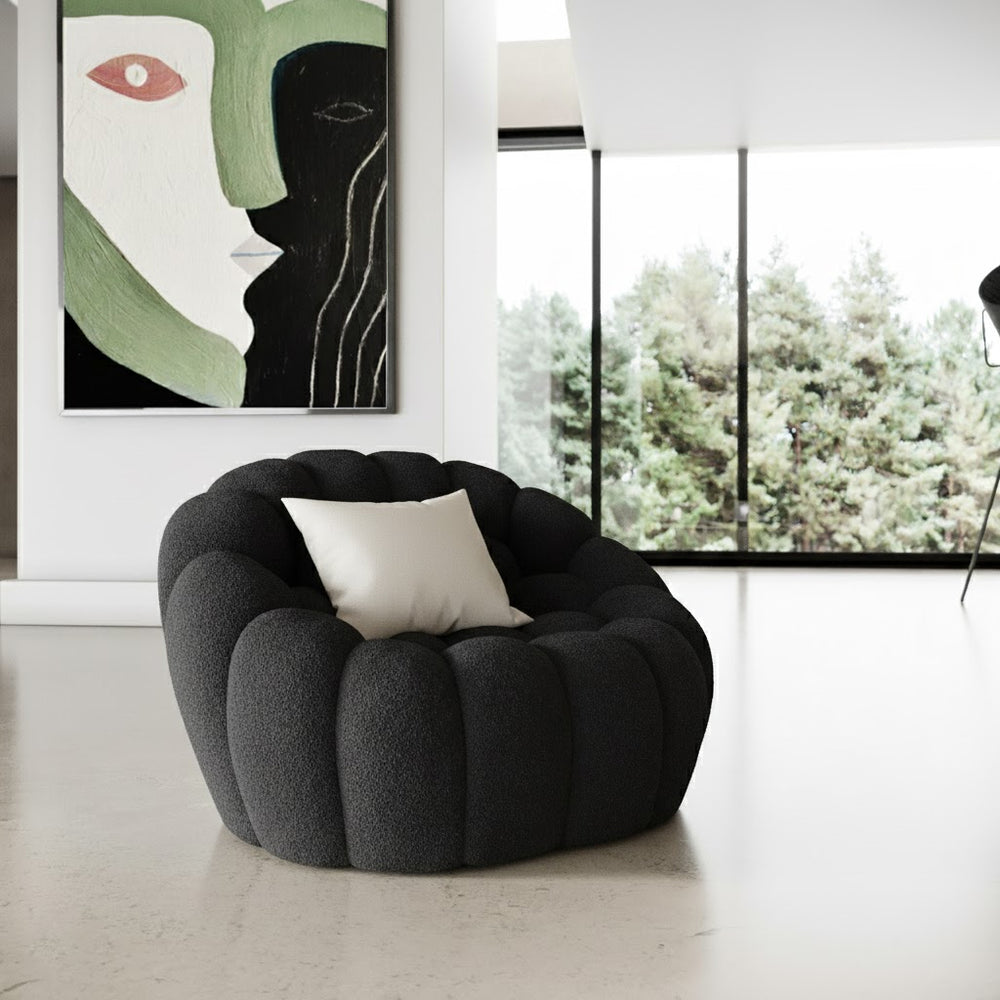 Yolonda - Modern Curved Black Fabric Chair - View 5