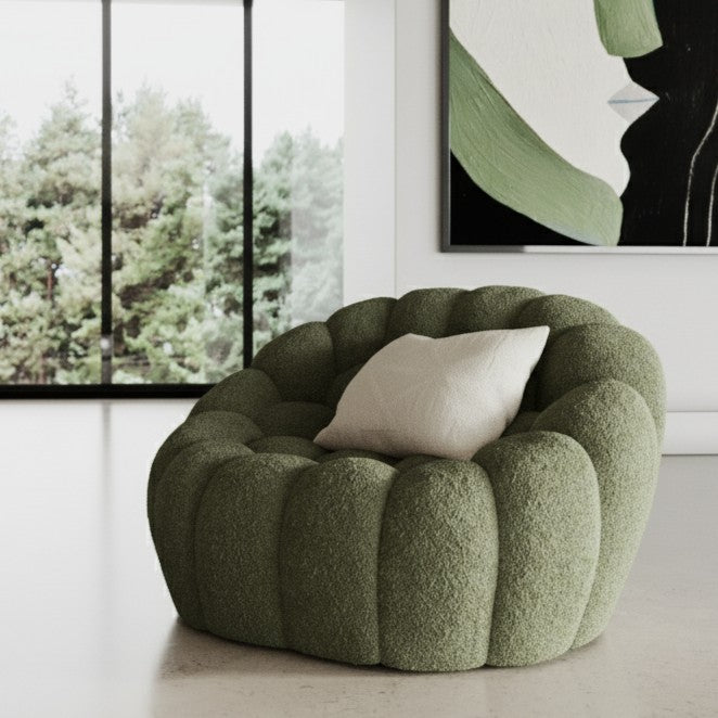 Yolonda - Modern Curved Green Fabric Chair - View 7