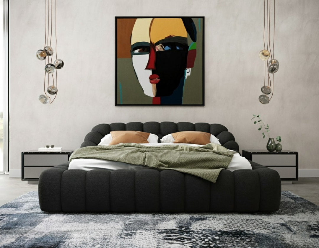 Yolonda - Modern Black Fabric Bed