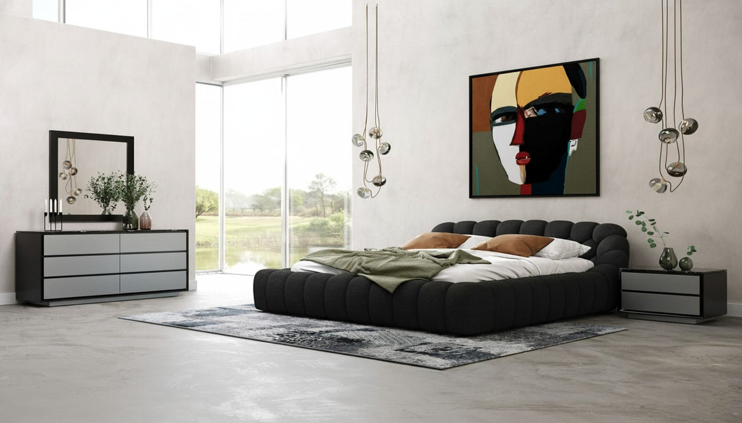 Yolonda - Modern Black Fabric Bed
