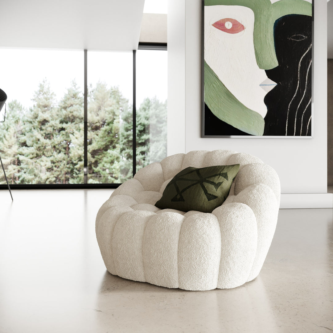 Yolonda - Modern Curved Off-White Fabric Sofa Set