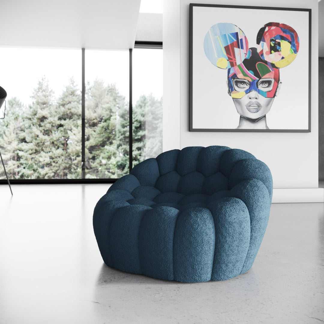 Yolonda - Modern Curved Dark Teal Fabric Sofa Set