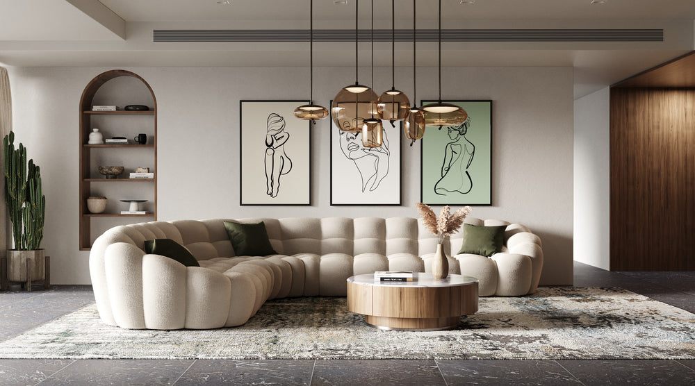 Yolonda - Modern Beige Curved Sectional Sofa - View 6