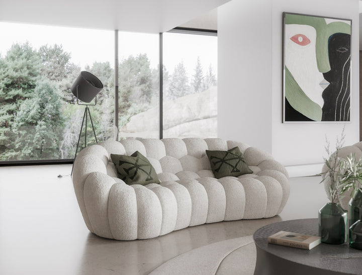 Yolonda - Modern Curved Off-White Fabric Sofa Set