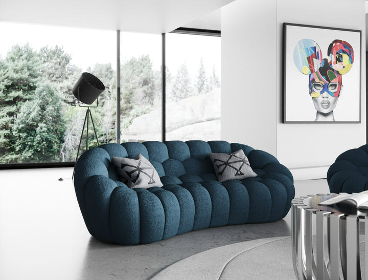 Yolonda - Modern Curved Dark Teal Fabric Sofa Set