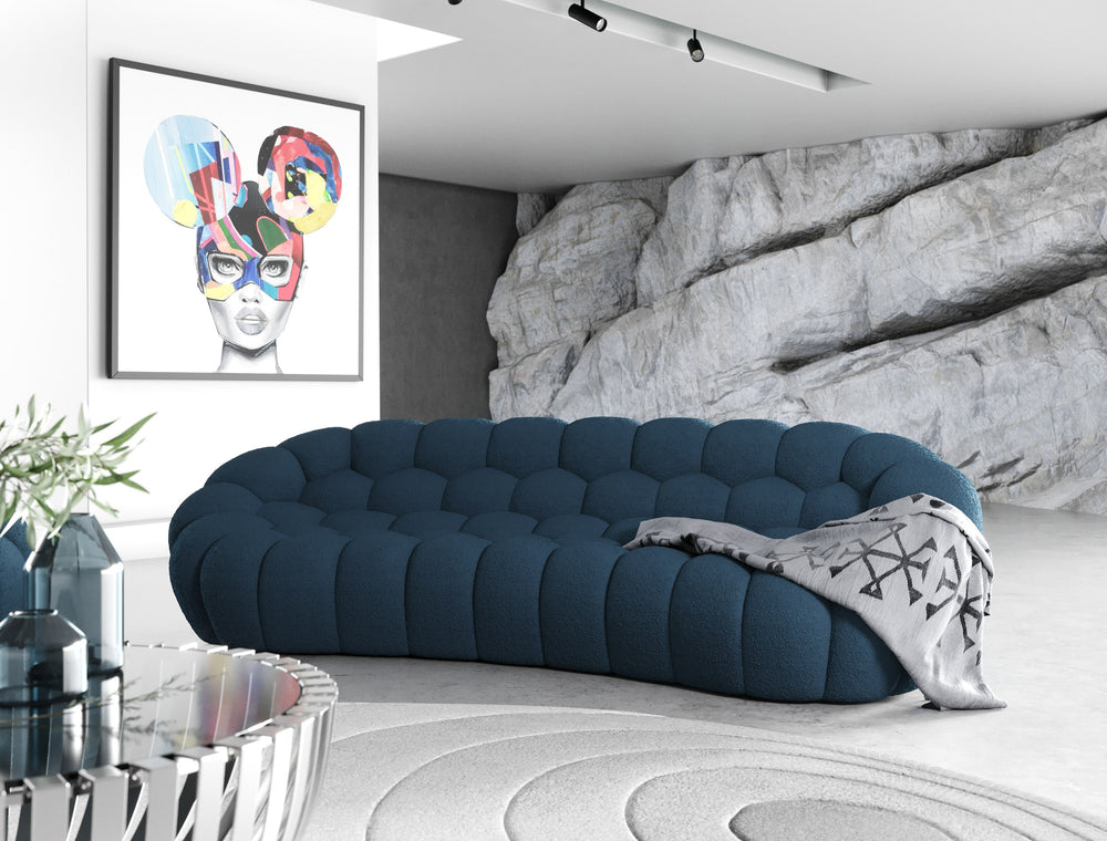 Yolonda - Modern Curved Dark Teal Fabric Sofa Set - View 5