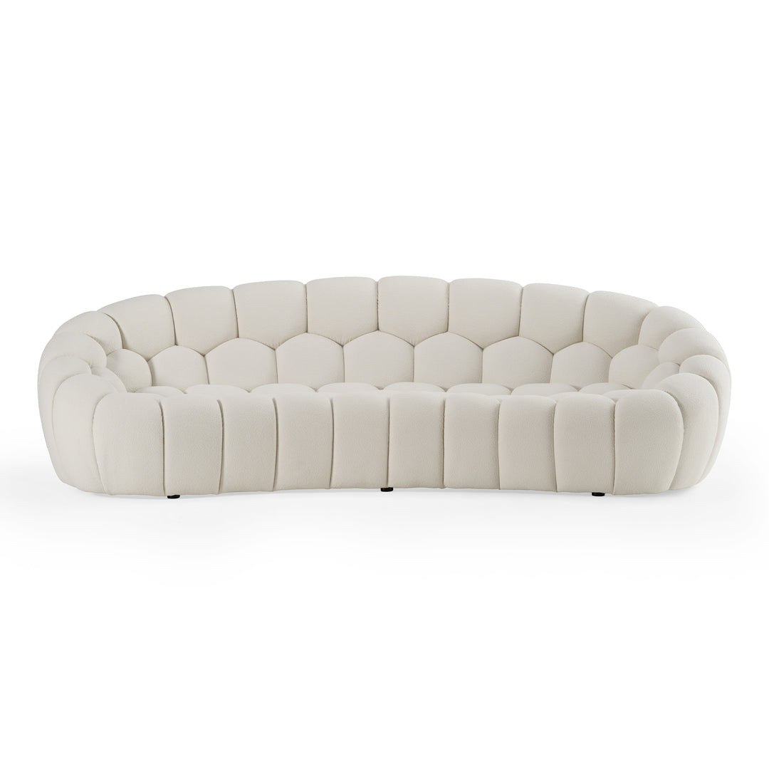 Yolonda  Modern Curved OffWhite Fabric Sofa