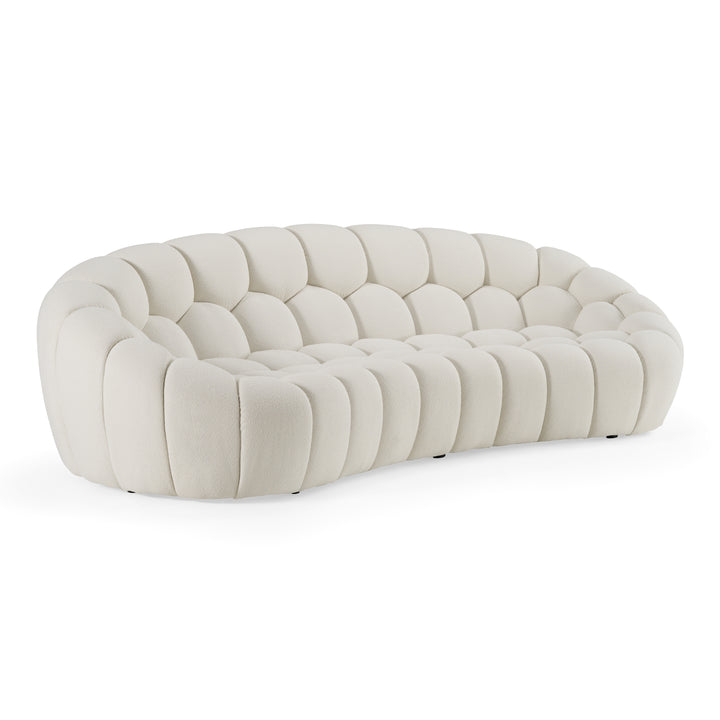 Yolonda  Modern Curved OffWhite Fabric Sofa