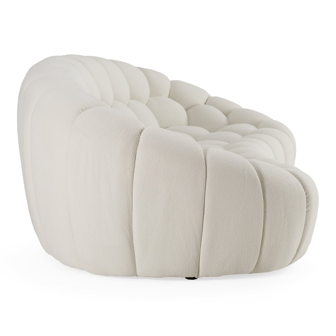Yolonda  Modern Curved OffWhite Fabric Sofa