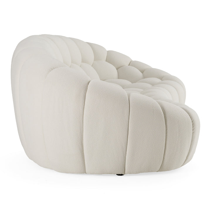 Yolonda - Modern Curved Off-White Fabric Sofa