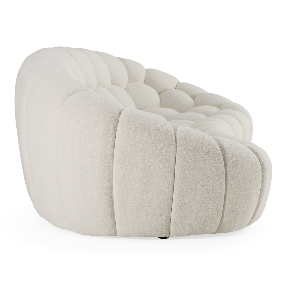 Yolonda - Modern Curved Off-White Fabric Sofa - View 3