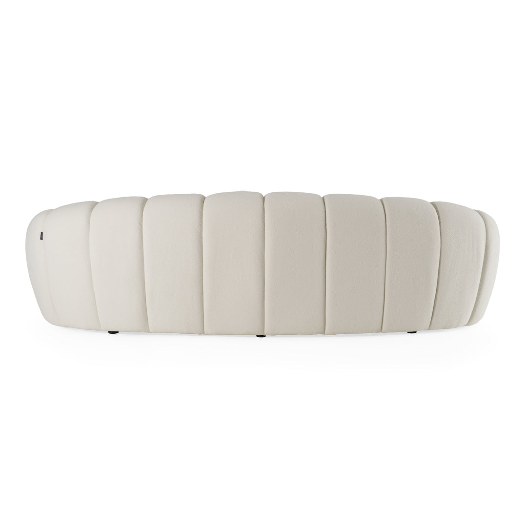 Yolonda - Modern Curved Off-White Fabric Sofa