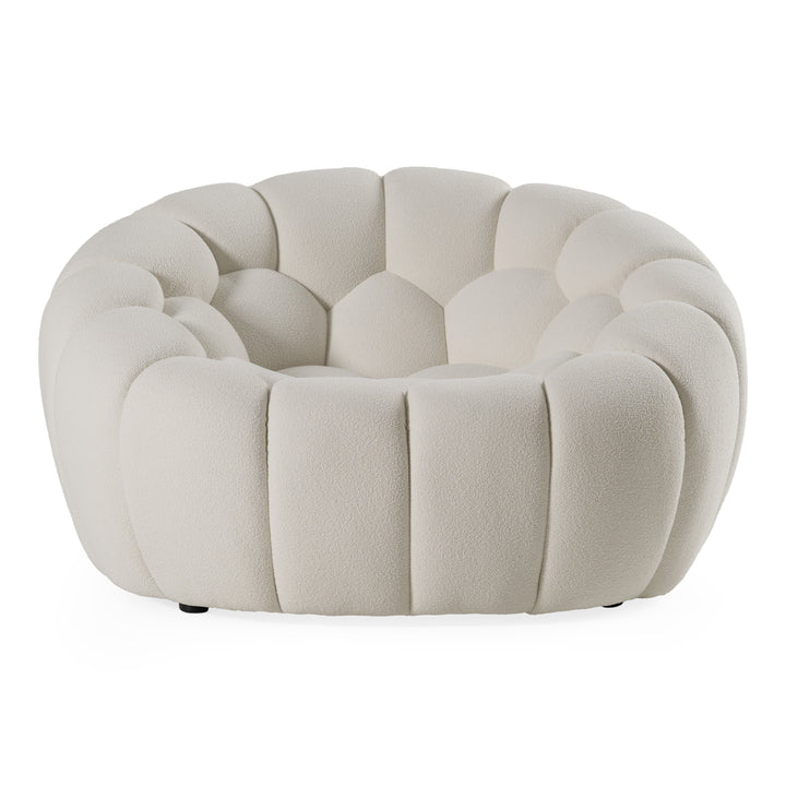 Yolonda - Modern Curved Off-White Fabric Chair