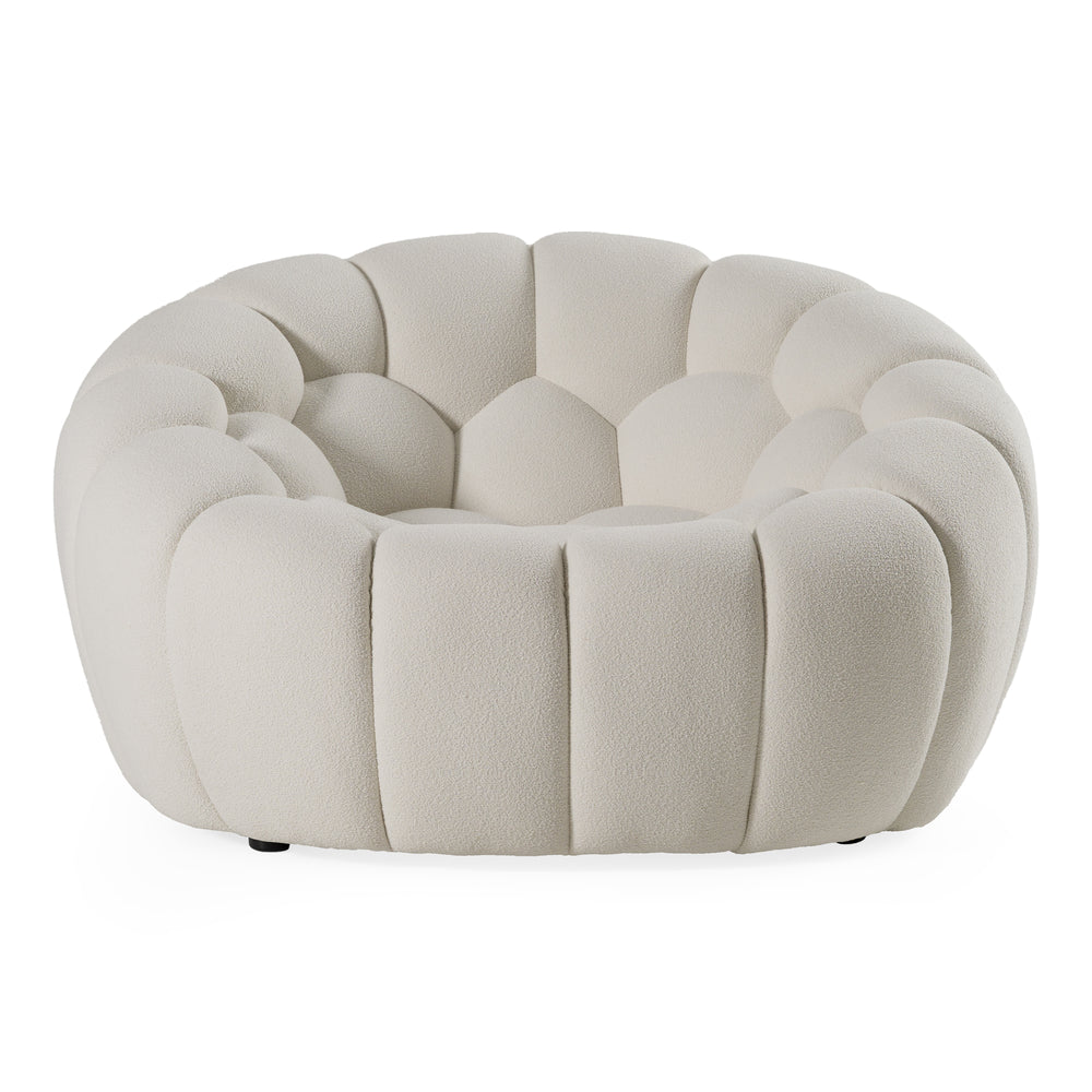 Yolonda - Modern Curved Off-White Fabric Chair - View 2