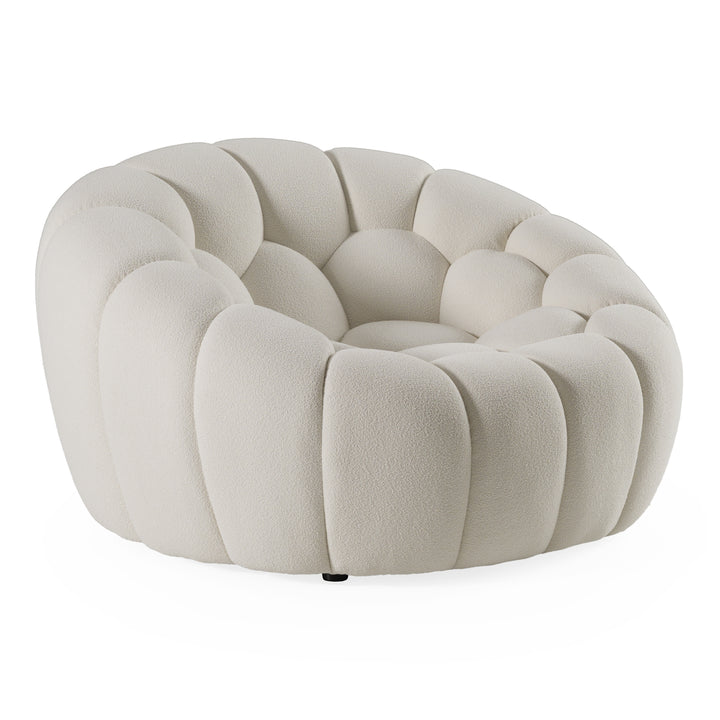 Yolonda - Modern Curved Off-White Fabric Chair
