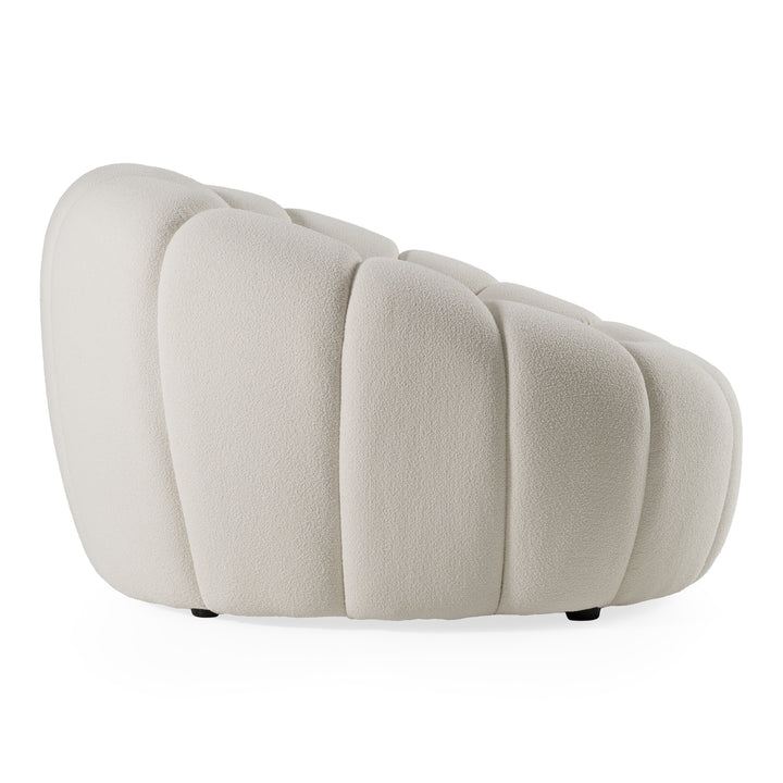Yolonda - Modern Curved Off-White Fabric Chair