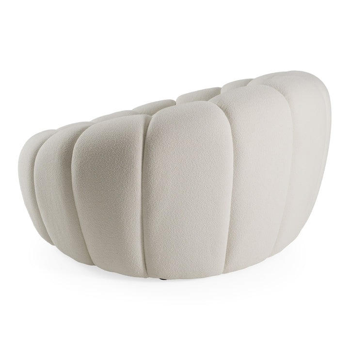 Yolonda - Modern Curved Off-White Fabric Chair