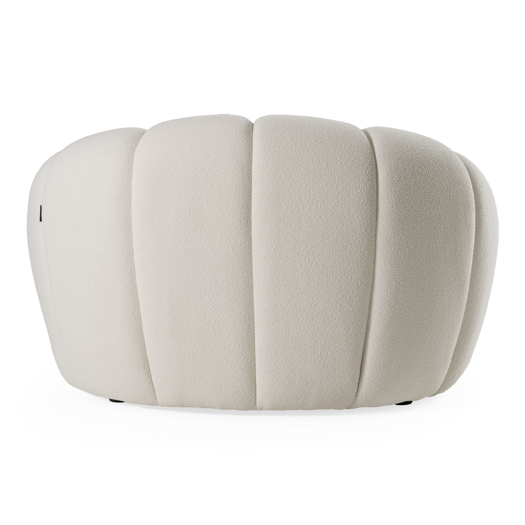 Yolonda - Modern Curved Off-White Fabric Chair