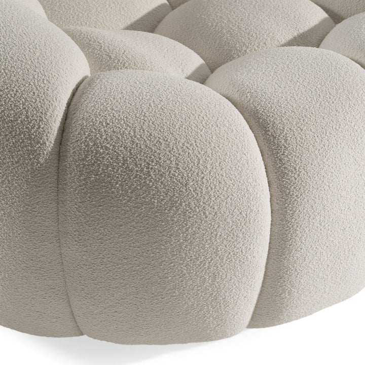 Yolonda - Modern Curved Off-White Fabric Chair