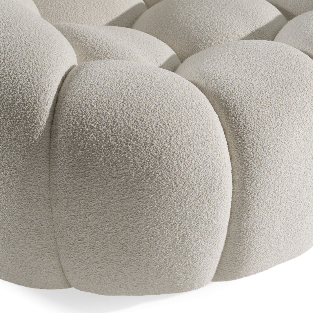Yolonda - Modern Curved Off-White Fabric Chair
